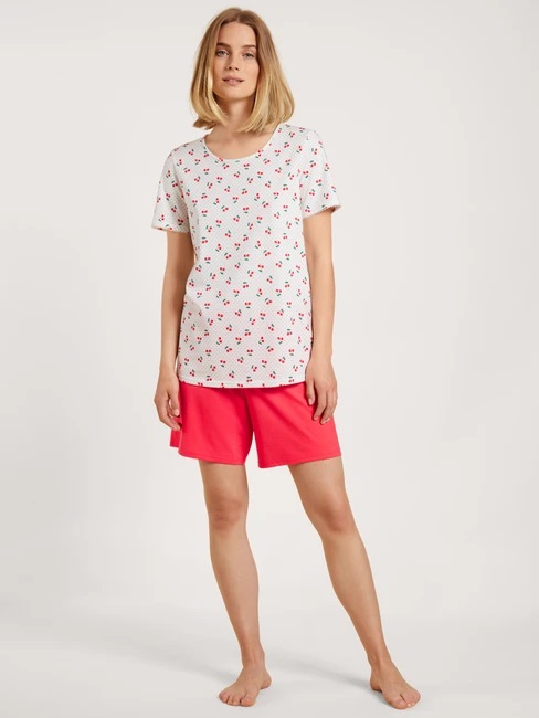 Pyjama short dame 100% coton CALIDA "Fruity Dreams" 43253 - Red Glow 136