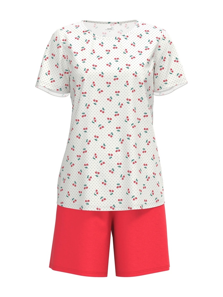 Pyjama short dame 100% coton CALIDA "Fruity Dreams" 43253 - Red Glow 136