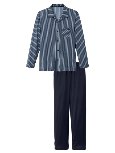 Pyjama long homme boutonné 100% coton CALIDA "Relax Imprint" 40780 - Dark Sapphire 479