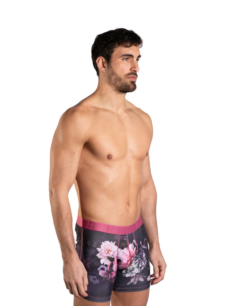 Boxer homme avec maintien intérieur LOIC HENRY "Identity" KBI062X - Imprimé Roses