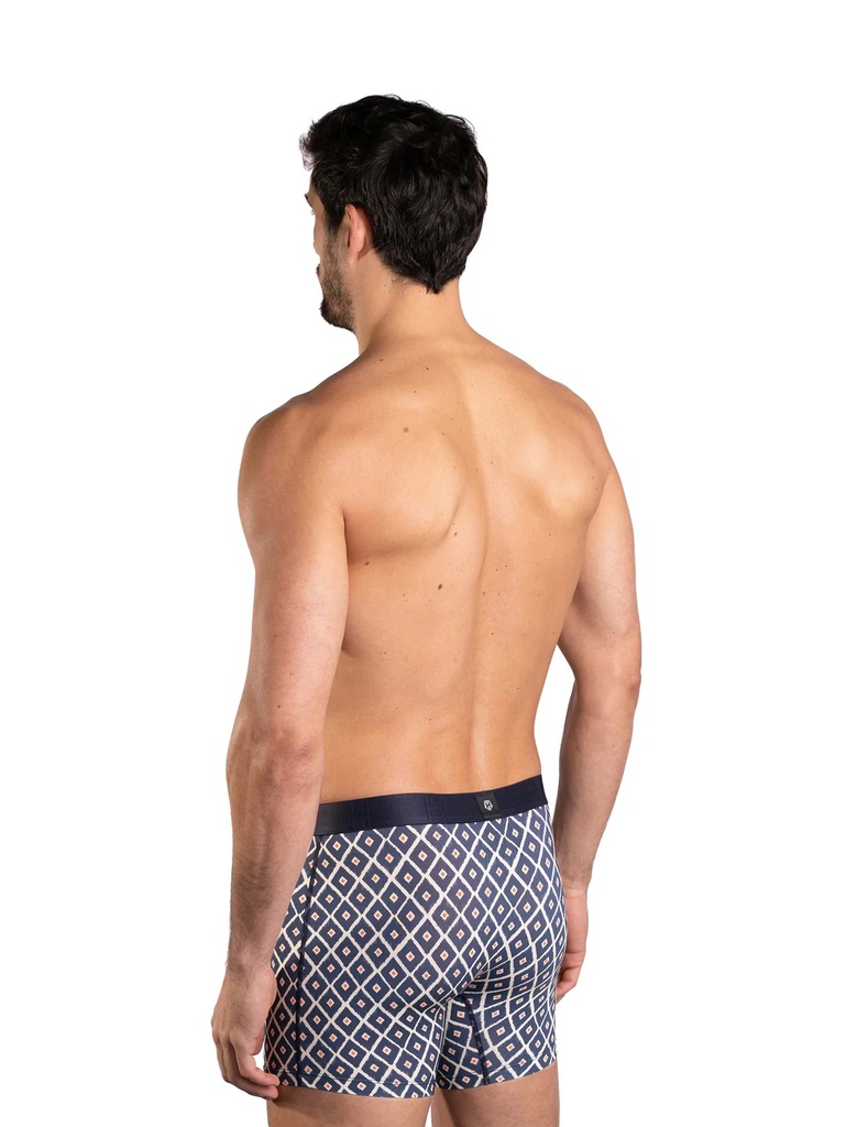 Boxer homme coton avec maintien intérieur LOIC HENRY "Every-D" KBD010M - Marine Imprimé Losanges