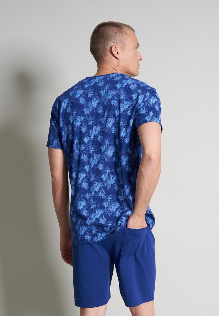Ceceba Pyjama short grande taille à rayures bleu