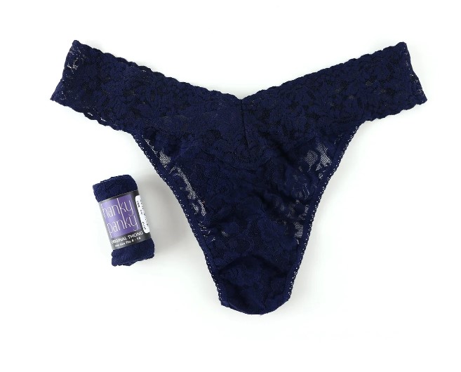 String dentelle stretch HANKY PANKY "Original Rise Thong" 4811P - Navy