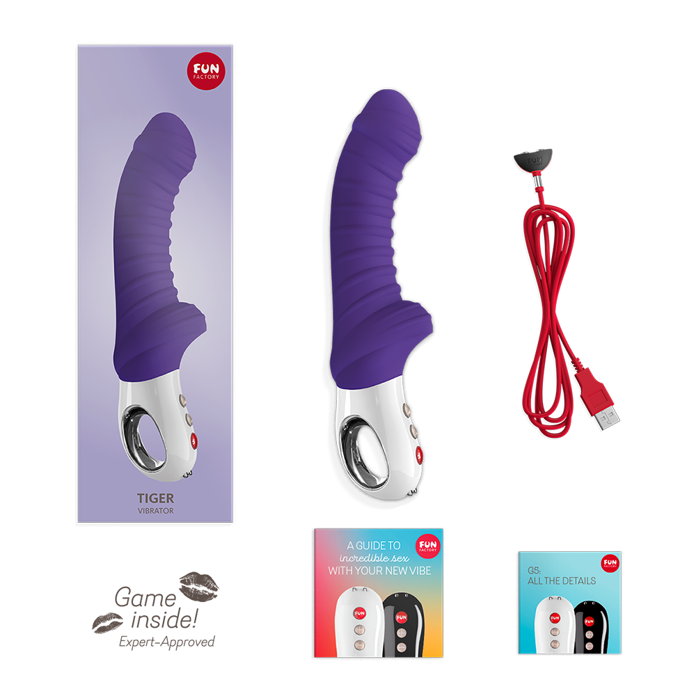 Vibromasseur point G nervuré & double stimulation FUN FACTORY "Tiger" - India Red