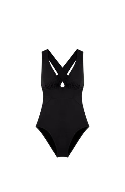 Maillot triangle croisé dans le dos PAIN DE SUCRE "Capri 61" - Noir