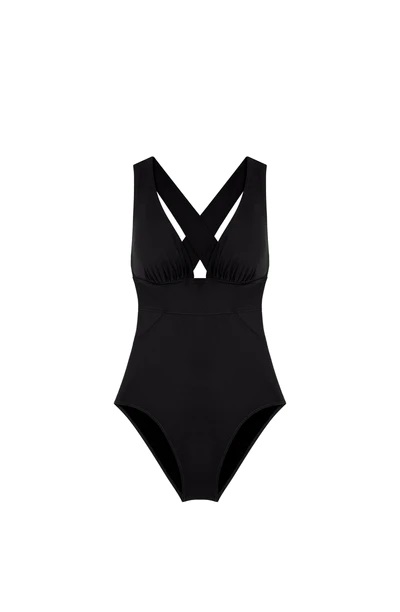 Maillot triangle croisé dans le dos PAIN DE SUCRE "Capri 61" - Noir