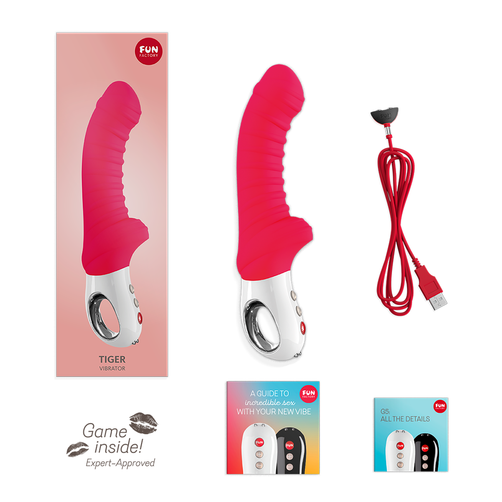 Vibromasseur point G nervuré & double stimulation FUN FACTORY "Tiger" - India Red