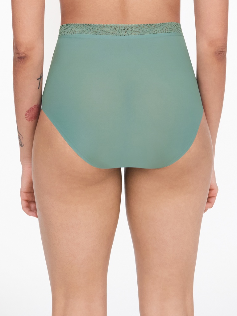 Culotte taille haute dentelle stretch invisible CHANTELLE "SoftStretch" C11G70 - Vert Treillis 03N