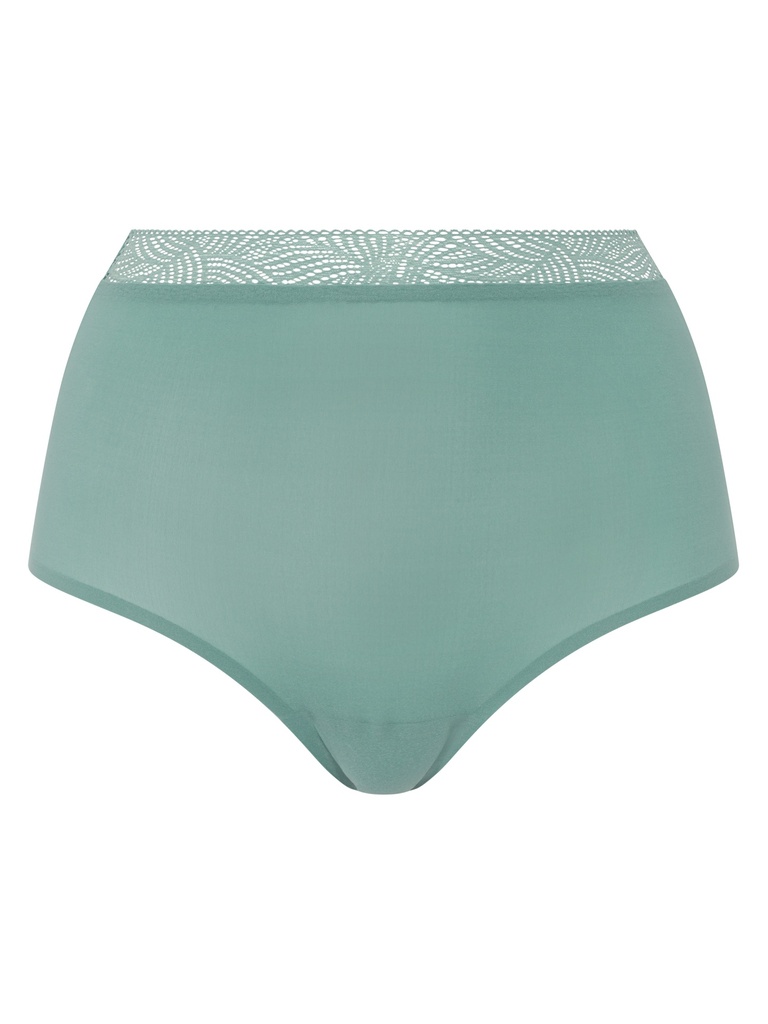 Culotte taille haute dentelle stretch invisible CHANTELLE "SoftStretch" C11G70 - Vert Treillis 03N