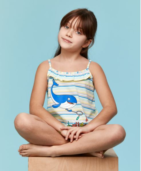 Pyjama short enfant WOODY "Baleine" 231-1-PSP-S - Multicolore Jaune 904