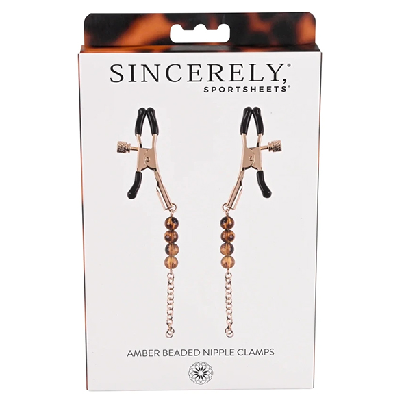 Pinces pour seins avec perles d'ambre SINCERELY SPORTSHEETS "Amber Beaded Nipple Clamps"