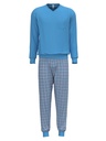 Pyjama homme long à bords côtés 100% coton CALIDA "Relax Imprint" 44684 - Azurit Blue 474