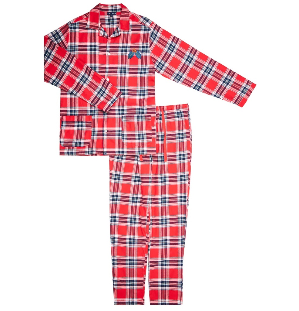 Pyjama long femme boutonné 100% ARTHUR "Logan" PPF - Rouge LOGAH22