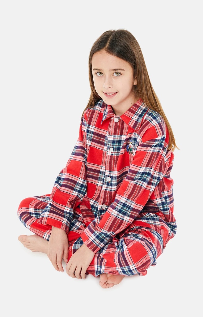 Pyjama long enfant 100% coton bio ARTHUR "Logan" PYE - Rouge LOGAH22