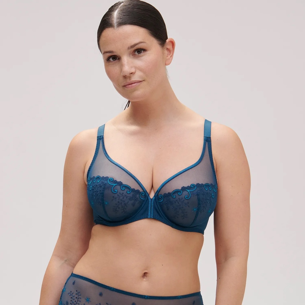 Soutien-gorge armature foulard plongeant SIMONE PERELE "Délice" 12X319 - Bleu Prestige 595