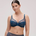 Soutien-gorge armature foulard plongeant SIMONE PERELE "Délice" 12X319 - Bleu Prestige 595