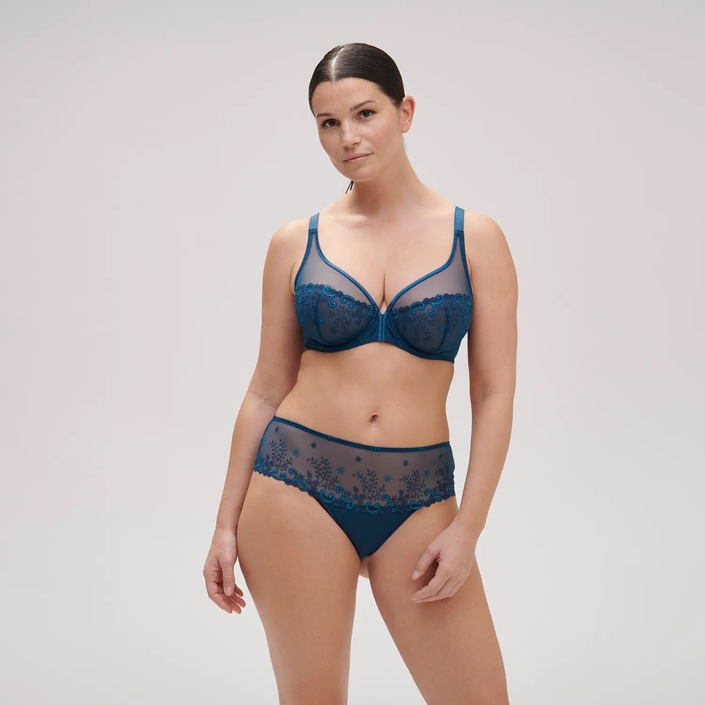 Soutien-gorge armature foulard plongeant SIMONE PERELE "Délice" 12X319 - Bleu Prestige 595