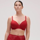 Soutien-gorge plongeant avec armatures SIMONE PERELE "Caresse" 12A316 - Rouge Tango 435