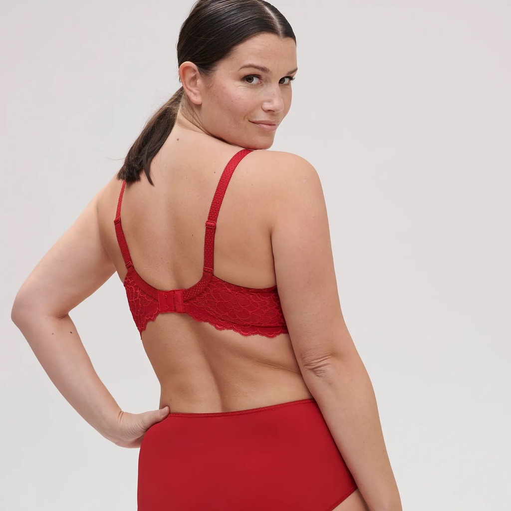 Soutien-gorge plongeant avec armatures SIMONE PERELE "Caresse" 12A316 - Rouge Tango 435