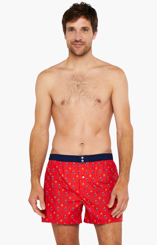 Caleçon américain homme avec maintien intérieur 100% coton bio ARTHUR "Le Club" CSP1071 - Rouge H23