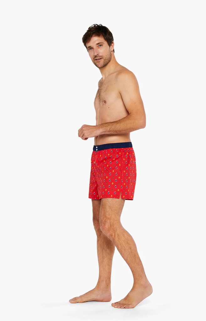 Caleçon américain homme avec maintien intérieur 100% coton bio ARTHUR "Le Club" CSP1071 - Rouge H23