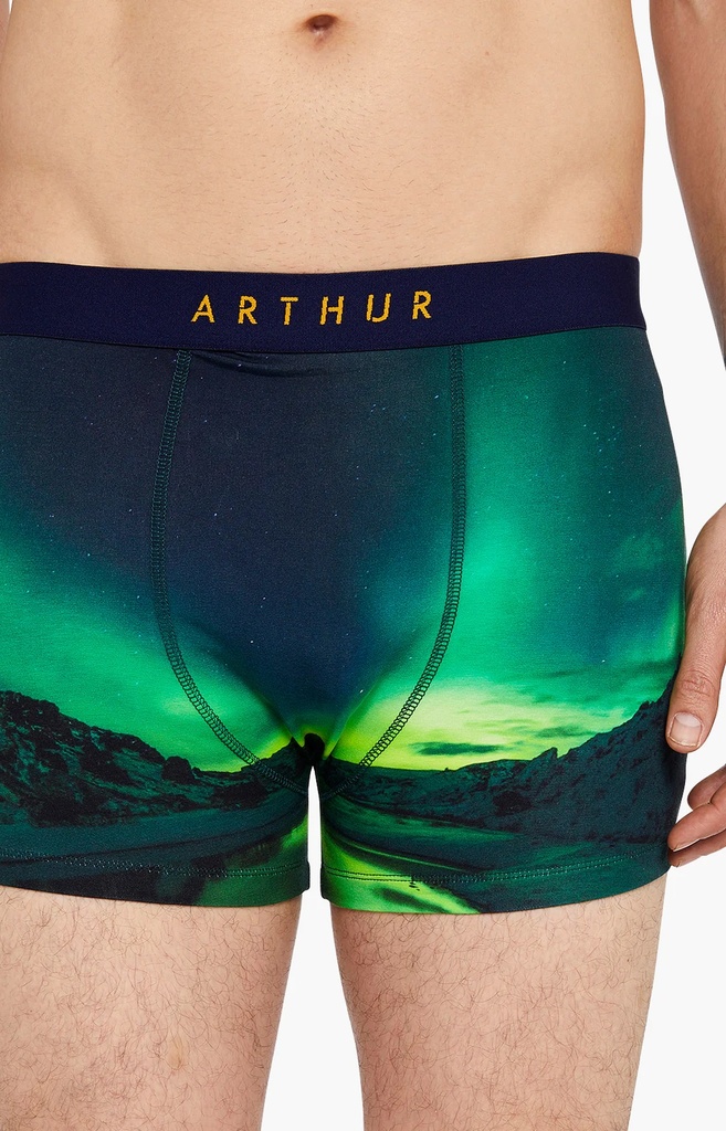 Boxer homme fantaisie 95% coton bio ARTHUR "Boréal" MACBORE - Vert H23