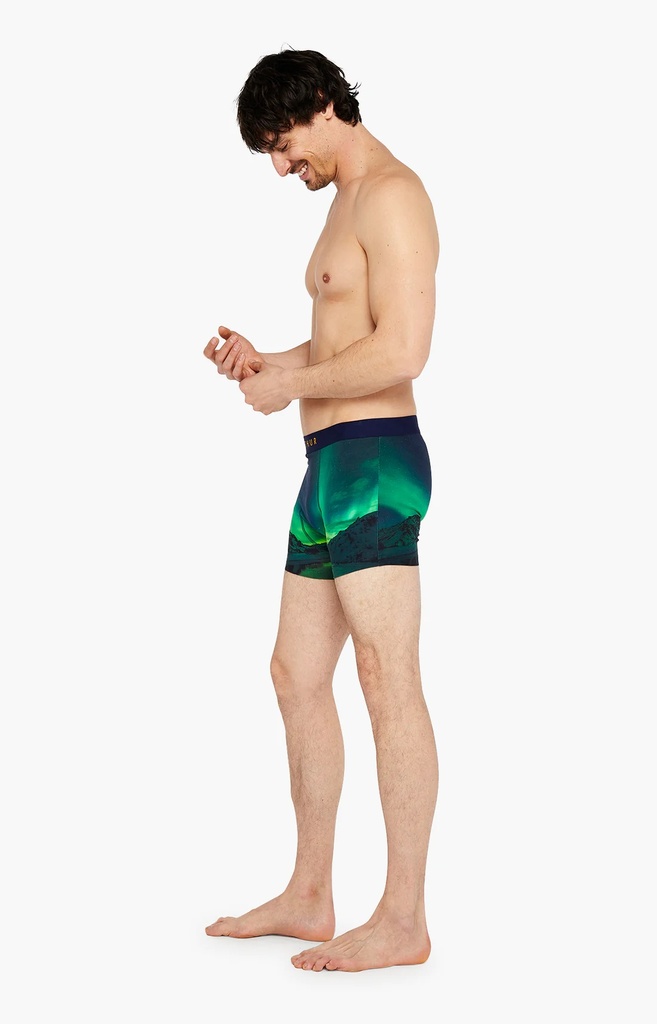 Boxer homme fantaisie 95% coton bio ARTHUR "Boréal" MACBORE - Vert H23