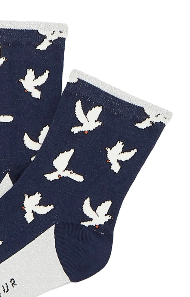 Chaussette femme fantaisie ARTHUR "Colombes" 1SFDOVE - Marine H23