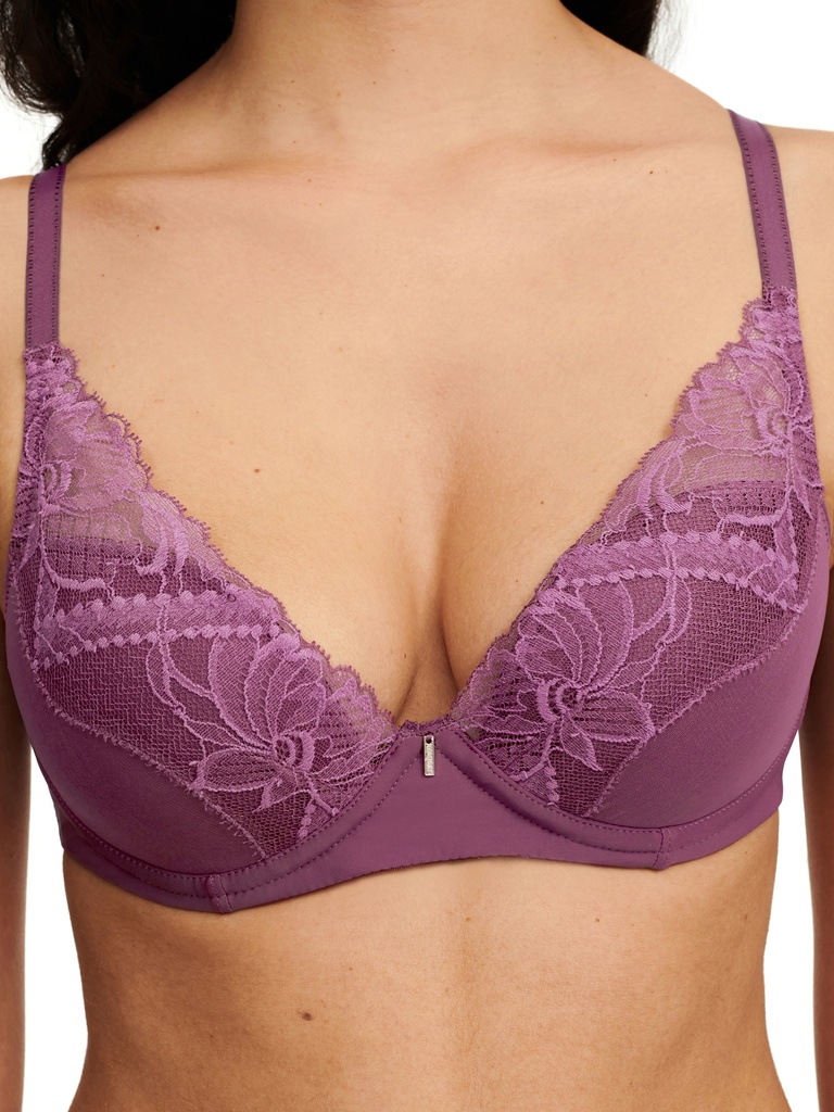 Soutien-gorge armaturé plongeant avec coques CHANTELLE "Orangerie Dream" C17Q20 - Tannin 01Y