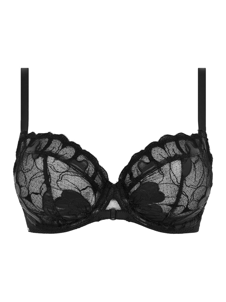 Soutien-gorge armaturé enveloppant CHANTELLE "Fleurs Signature" C12Q10 - Noir Simili 0P8