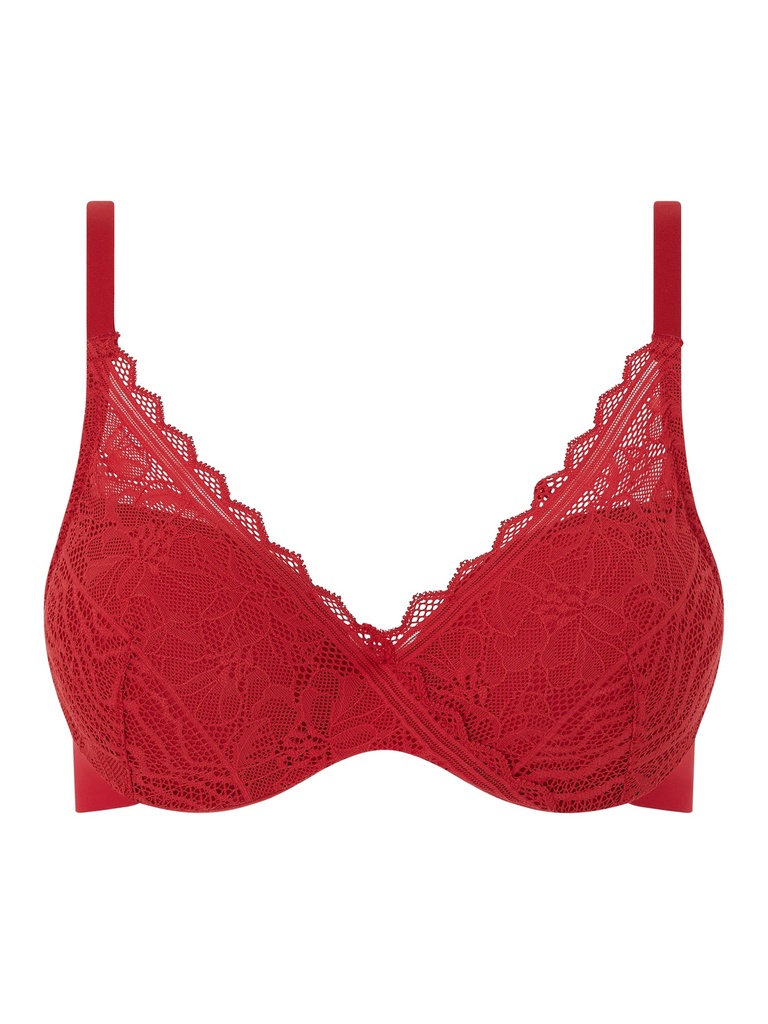 Soutien-gorge avec coques memory form enveloppant FEMILET "Floral Touch" C94260 - Scarlet 05W