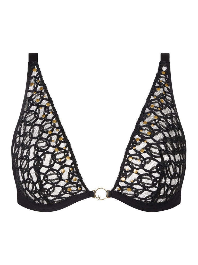 Soutien-gorge armaturé plongeant CHANTELLE "MetallX" C02G10 - Noir 011