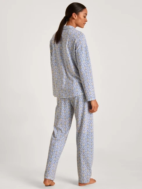 Pyjama dame boutonné 100% coton CALIDA "Spring Nights" 40496 - Placid Blue 502