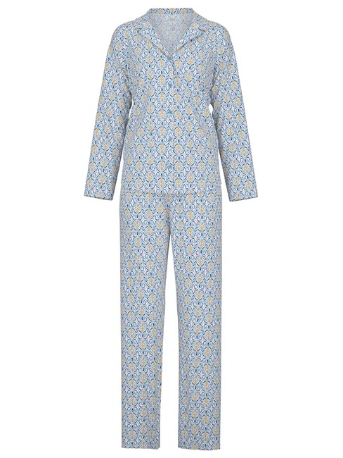 Pyjama dame boutonné 100% coton CALIDA "Spring Nights" 40496 - Placid Blue 502