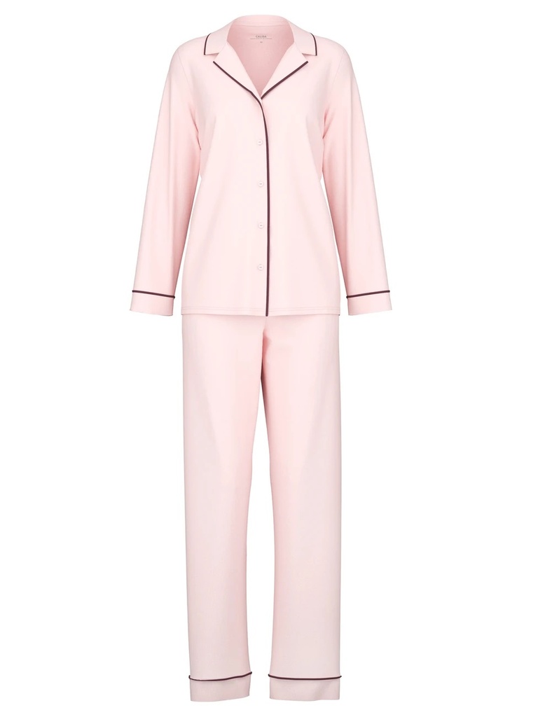 Pyjama dame long boutonné 100% coton CALIDA "Night Lovers" 43629 - Pearl Blush 072