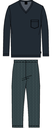 Pyjama long homme boutonné 100% coton CALIDA "Relax Imprint 1" 43388 - Dark Sapphire 479