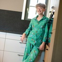 Pyjama boutonné enfant en flanelle 100%coton JUSQU'AU LEVER DU JOUR "Une Faim de Loup" 23HPFL - Vert Lime Carreaux