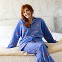 Pyjama boutonné adulte en flanelle 100%coton JUSQU'AU LEVER DU JOUR "Coeurs" - Bleu