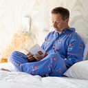 Pyjama boutonné adulte en flanelle 100%coton JUSQU'AU LEVER DU JOUR "Coeurs" - Bleu
