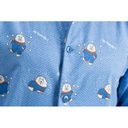 Pyjama boutonné adulte en flanelle 100%coton JUSQU'AU LEVER DU JOUR "Ours, je fonds" - Vista Bleu