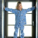Pyjama boutonné enfant en flanelle 100%coton JUSQU'AU LEVER DU JOUR "Ours, je fonds" - Vista Bleu