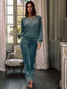 Pyjama en velours et dentelle MARJOLAINE "Ruby" 5RUB5501 - Cèdre 0091