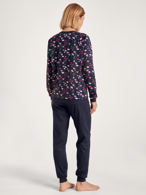 Pyjama dame avec bords élastiques 100%coton CALIDA "Midnight Mushrooms" 41454 - Dark Lapis Blue 339