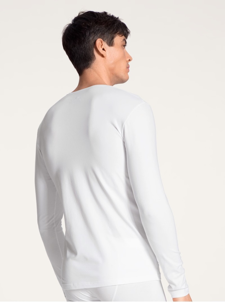T-shirt homme manche longue 95% Coton CALIDA "Cotton Code" 15890 - Blanc 001
