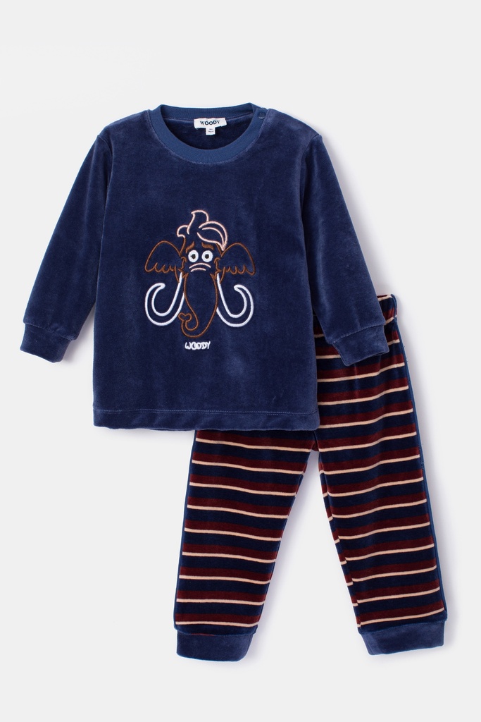 Pyjama long enfant unisexe WOODY "Mammouth" 232-10-PLC-V - Bleu 834