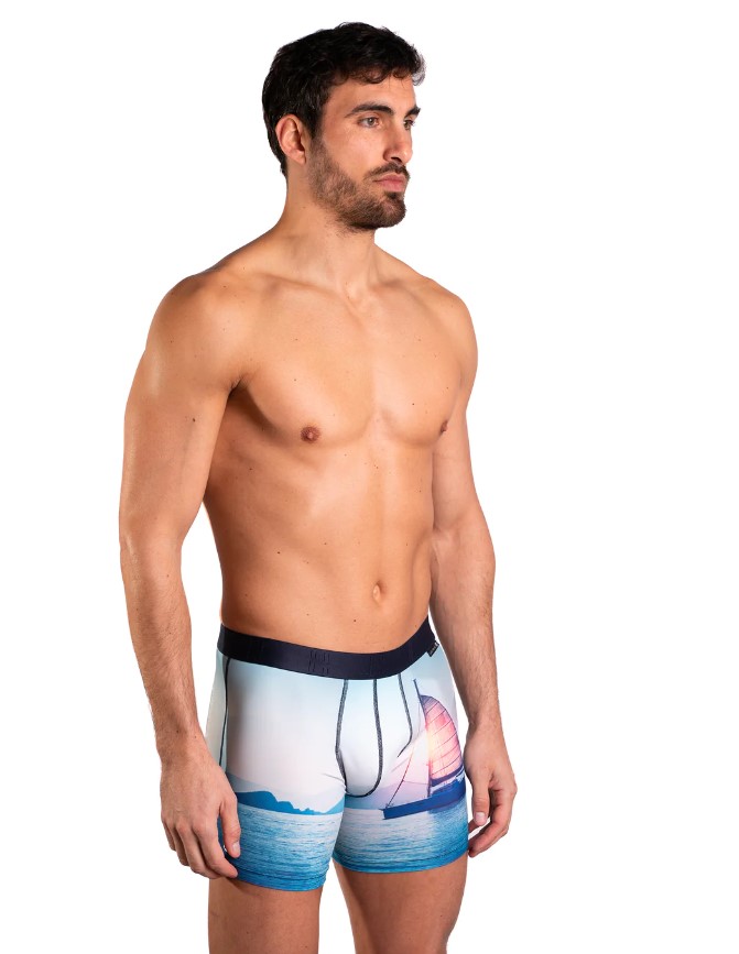 Boxer homme fantaisie microfibre avec maintien intérieur LOIC HENRY "Identity" KBI068X - Indochine