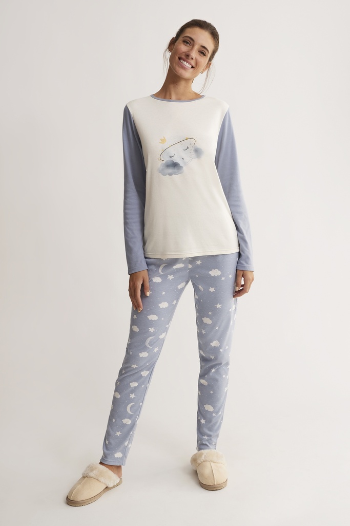 Duo Pyjama + Veste polar à tirette PROMISE N17083 - Bleu ciel 9BK