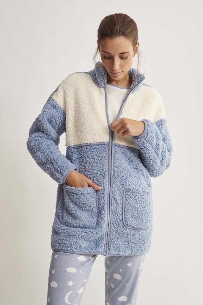 Duo Pyjama + Veste polar à tirette PROMISE N17083 - Bleu ciel 9BK