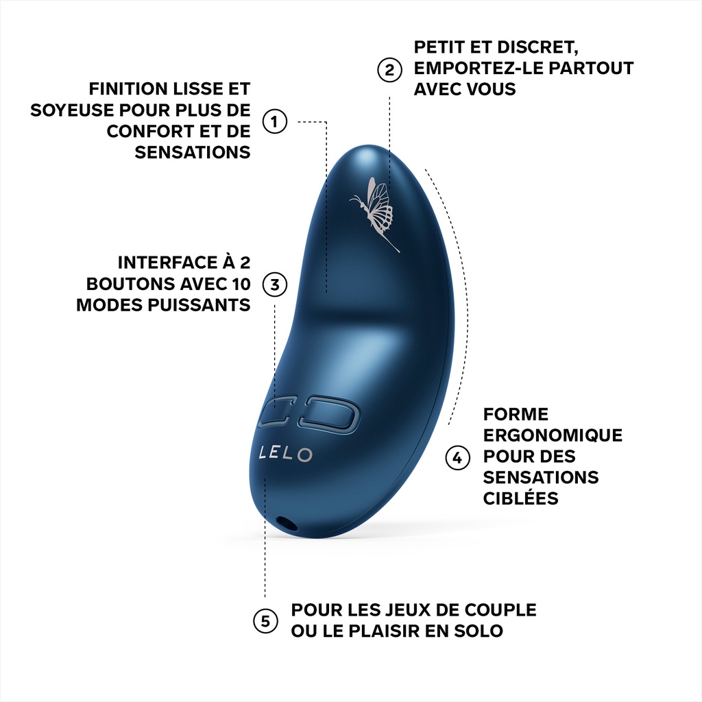 Stimulateur clitoridien au motif papillon LELO "Nea 3" - Alien blue