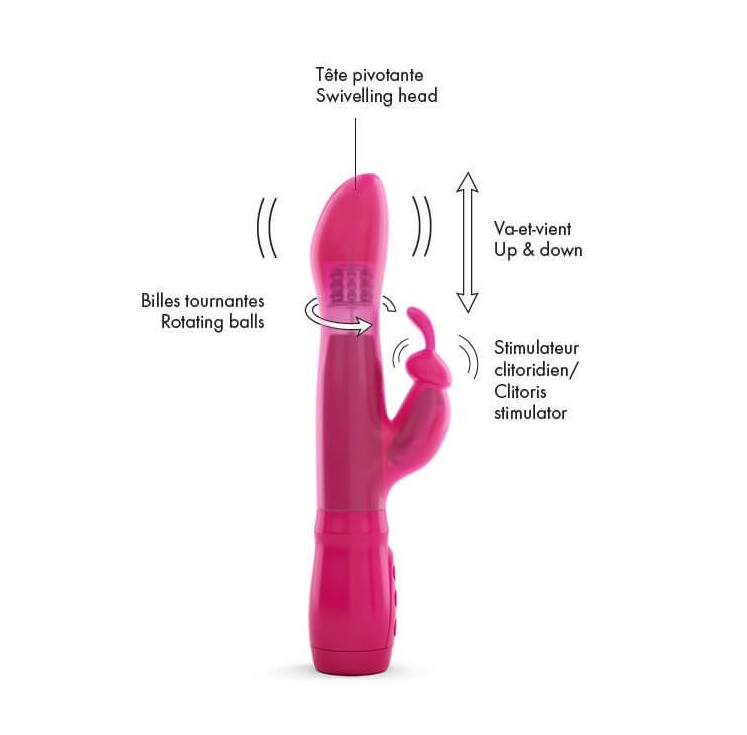 Vibromasseur triple stimulation DORCEL "Furious Rabbit" - Rose